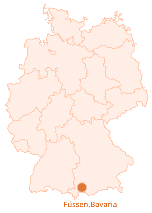 Map depicting the Location of Füssen in Germany